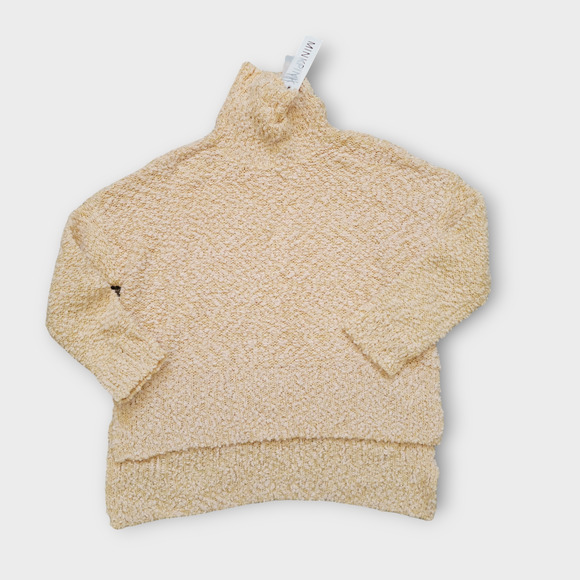 Mink Pink Cream Cowl Neck Hi Lo Hem Chunky Popcorn Knit Sweater Honey Sz XS - Picture 2 of 9